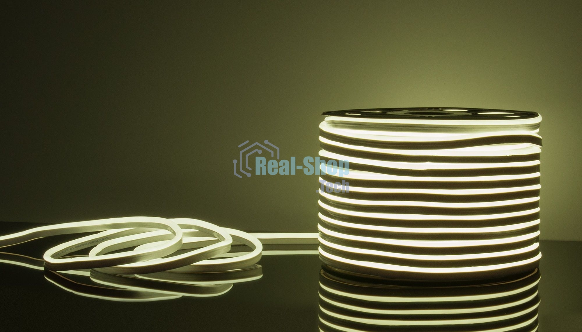 Лента светодиодная LS001 220V / Гибкий неон  9.6W 120Led 2835 IP67 6500K односторонний холодный белый, 50 м