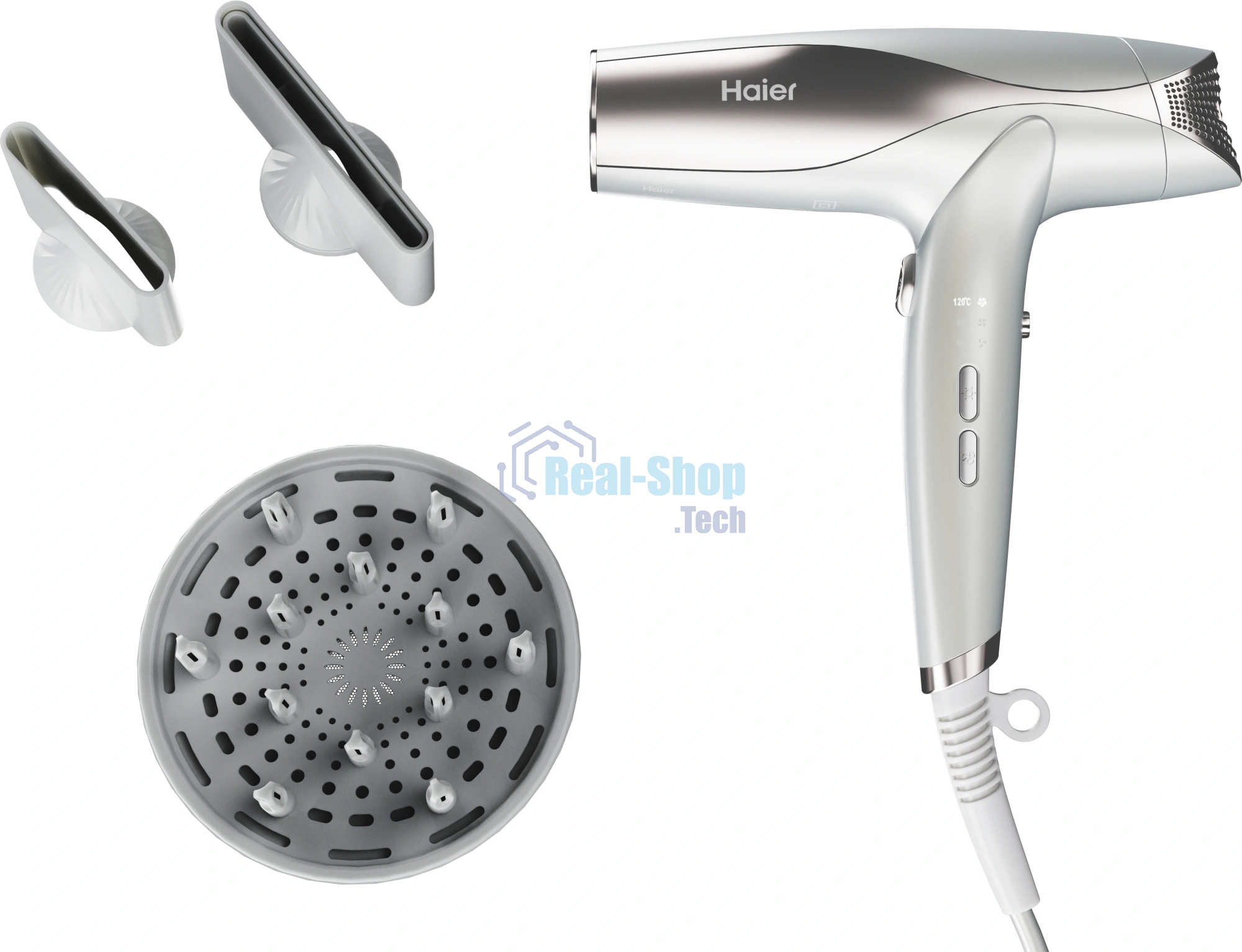 Фен Haier HHD-602 белый, 1600 Вт, ионизация