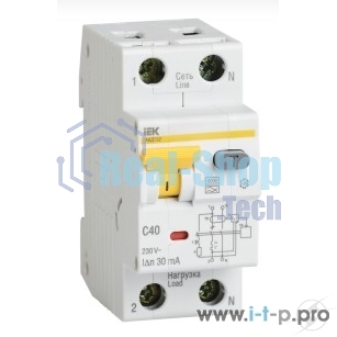 Выключатель автоматический дифференциального тока 2п (1P+N) B 16А 10мА тип A 6кА АВДТ-32 ИЭК MAD22-5-016-B-10