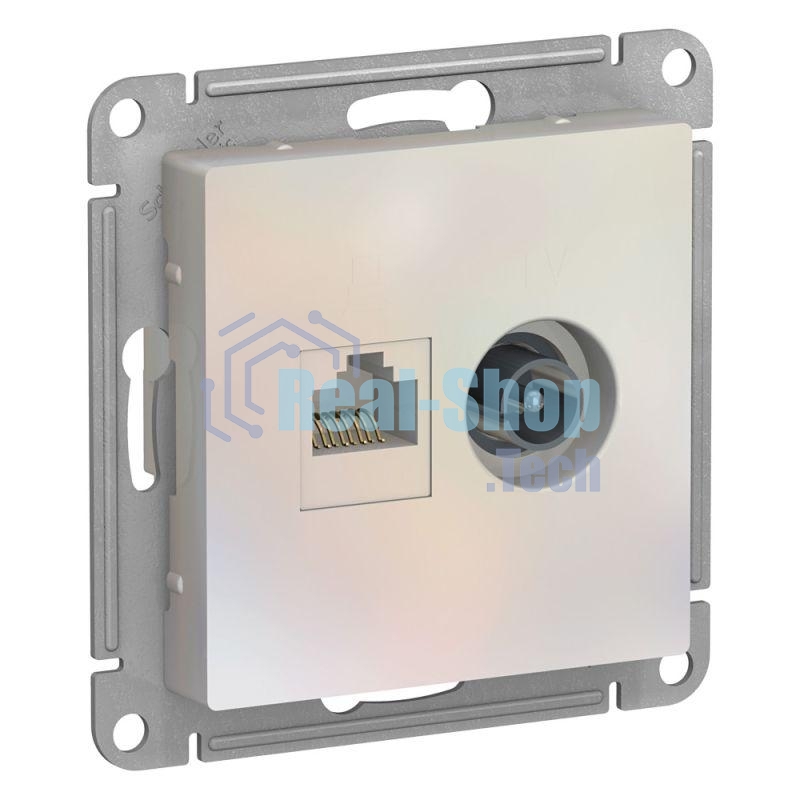 Розетка телевизионная +комп двойная RJ45+TV, кат.5E, механизм ATN000489 Schneider Electric Жемчуг