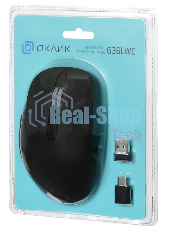 Мышь беспроводная Oklick 636LWC черный, 2400 dpi, радиоканал, USB/USB-C, кнопки - 6
