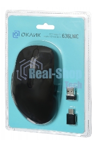Мышь беспроводная Oklick 636LWC черный, 2400 dpi, радиоканал, USB/USB-C, кнопки - 6