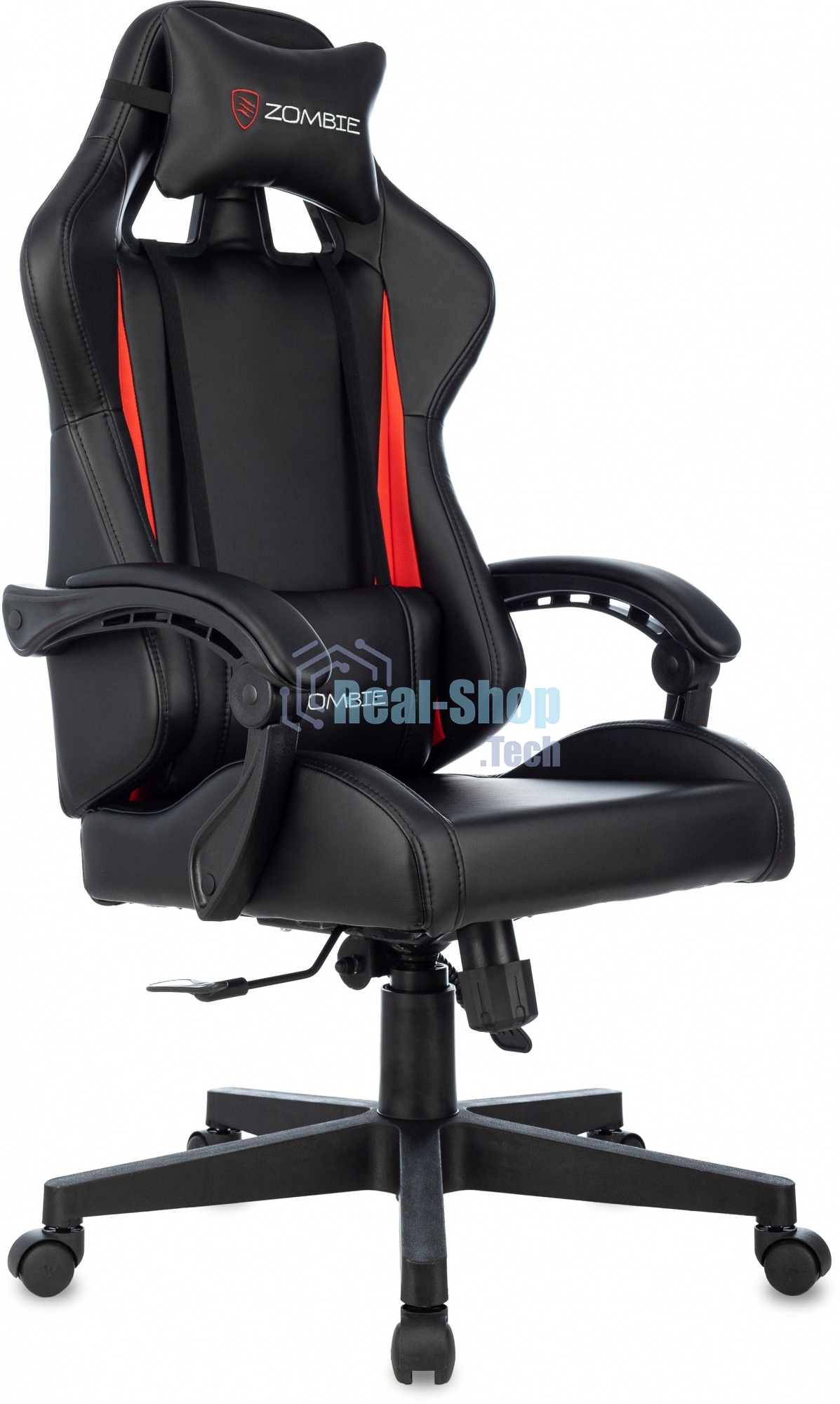 Кресло Zombie GAME TETRA черный/красный, экокожа, 120 кг, механизм качания