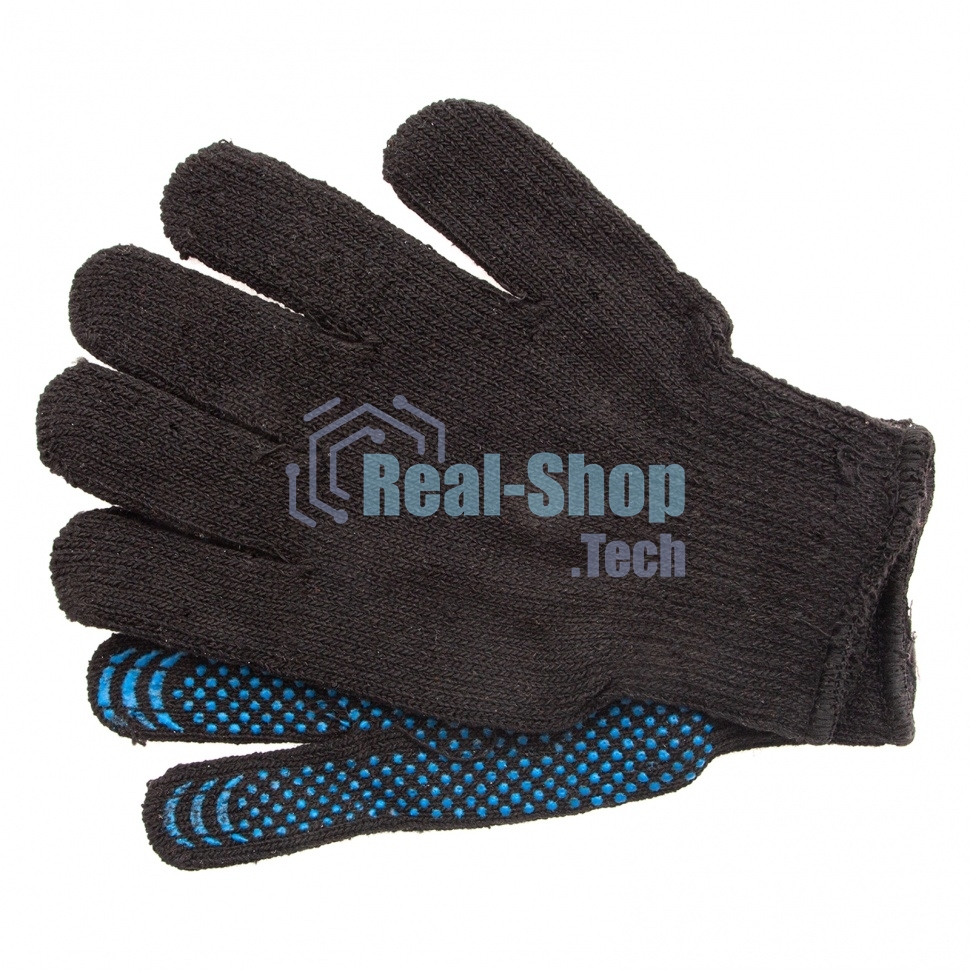 Перчатки трикотажные Сибртех хлопкоэфирные плюшевые, ПВХ 