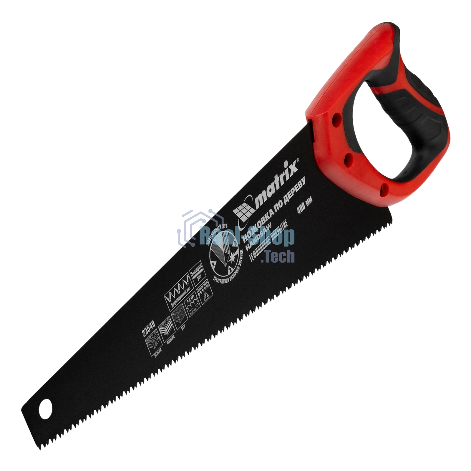 Ножовка по дереву Matrix, 400 мм,7-8 TPI,зуб-3D,каленый зуб,тефл.покр.полотна,2-х комп.рук-ка