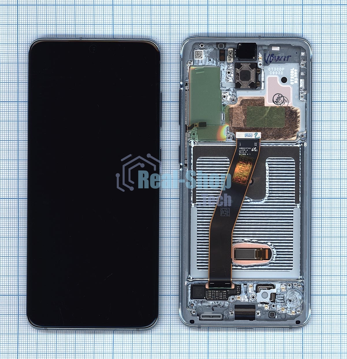 Дисплей для Samsung Galaxy S20 SM-G980F голубой