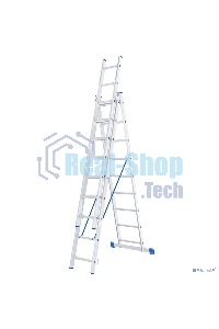 Лестница Сибртех, 3 х 9 ступеней, алюминиевая, трехсекционная