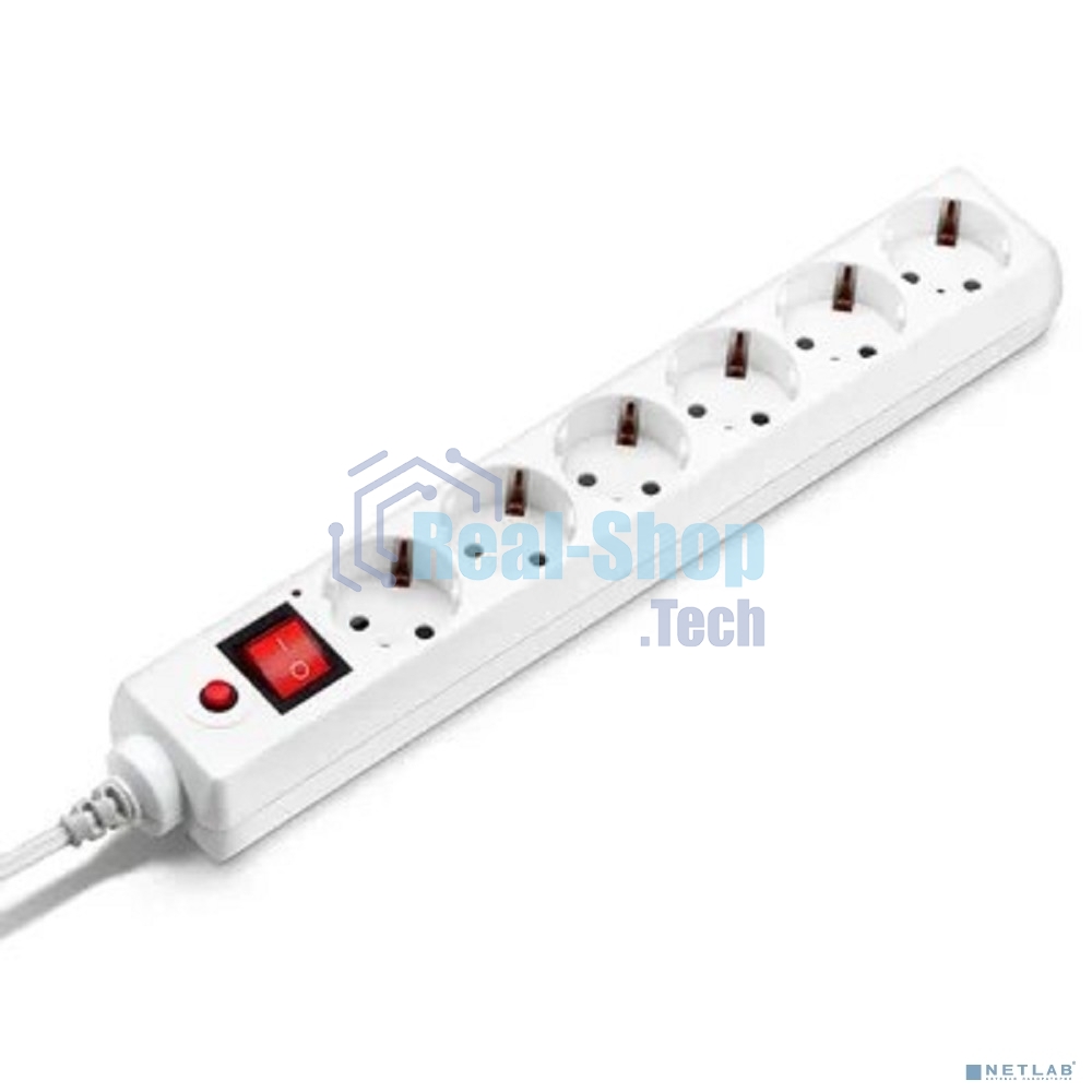 Сетевой фильтр BURO Сетевой фильтр, 6 розеток, 1.8 метра, (600SH-1.8-UPS-W), белый 992306
