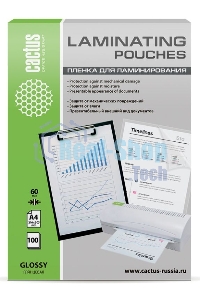 Пленка для ламинирования Cactus 60мкм A4 (100 шт) глянцевая 216x303 мм CS-LPGA460100