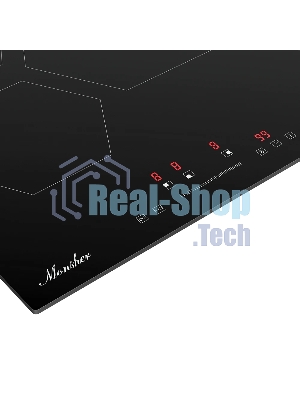 Индукционная варочная панель Monsher MHI 4506, 45 см, индукция, High-Tech, inverter, 9 уровней мощности, бустер, Stop and Go, автоматическое отключение, таймер, индикатор остаточного тепла, сенсорное/слайдерное управление, черный
