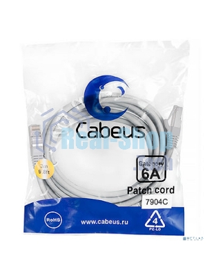 Шнур коммутационный Cabeus, кат. 6A, экр., S/FTP, RJ45/RJ45, LSZH, AWG26, 3м, серый
