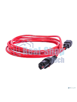 Шнур питания с фиксатором REM IEC 60320 C13/IEC 60320 C14, 10 А/250 В (3 * 1,0), 3 м, красный R-10-Cord-C13-C14-3-Red