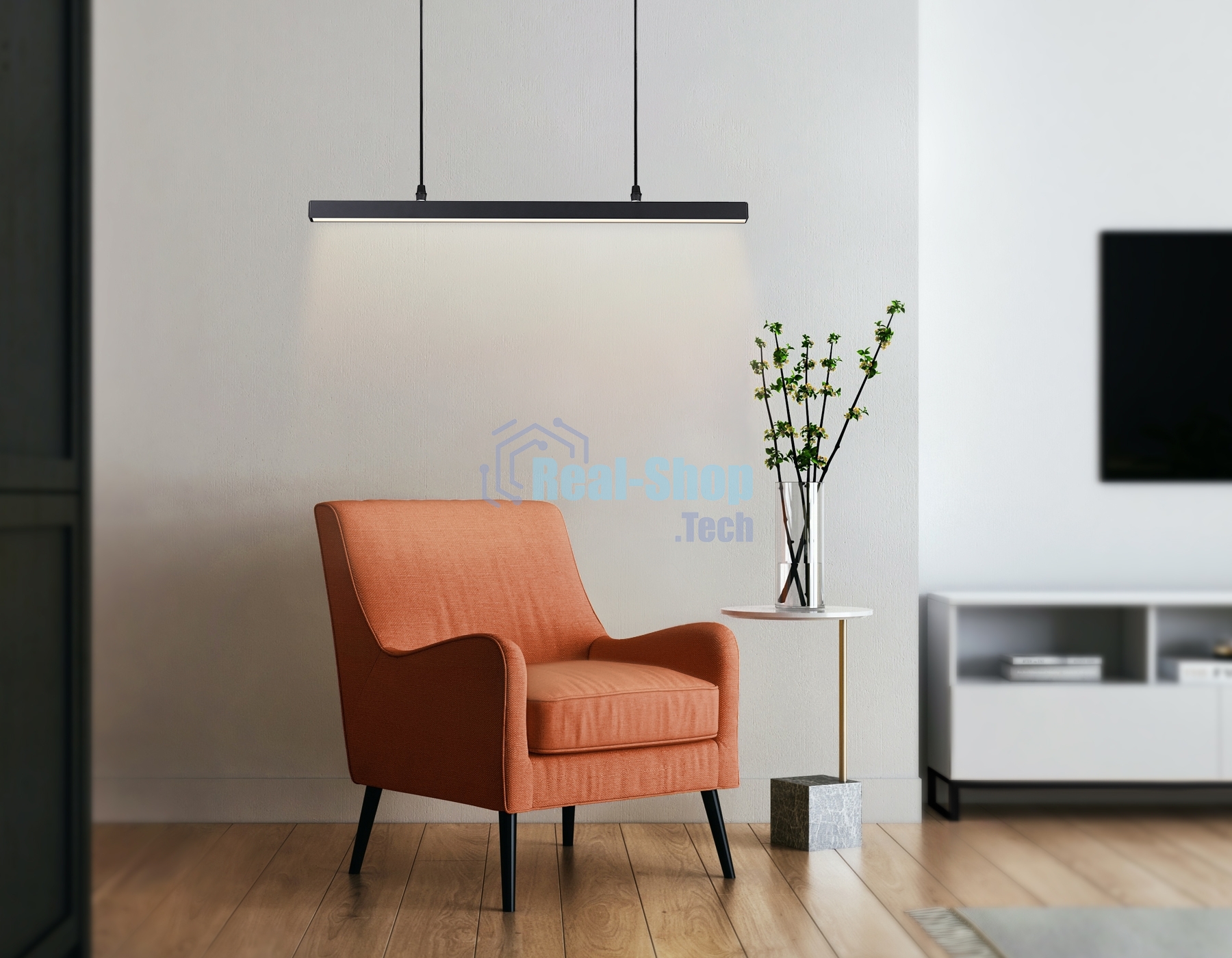Трековый однофазный подвесной светодиодный светильник Ambrella light GL6785 BK черный LED 24W 3000K 600*22*1025