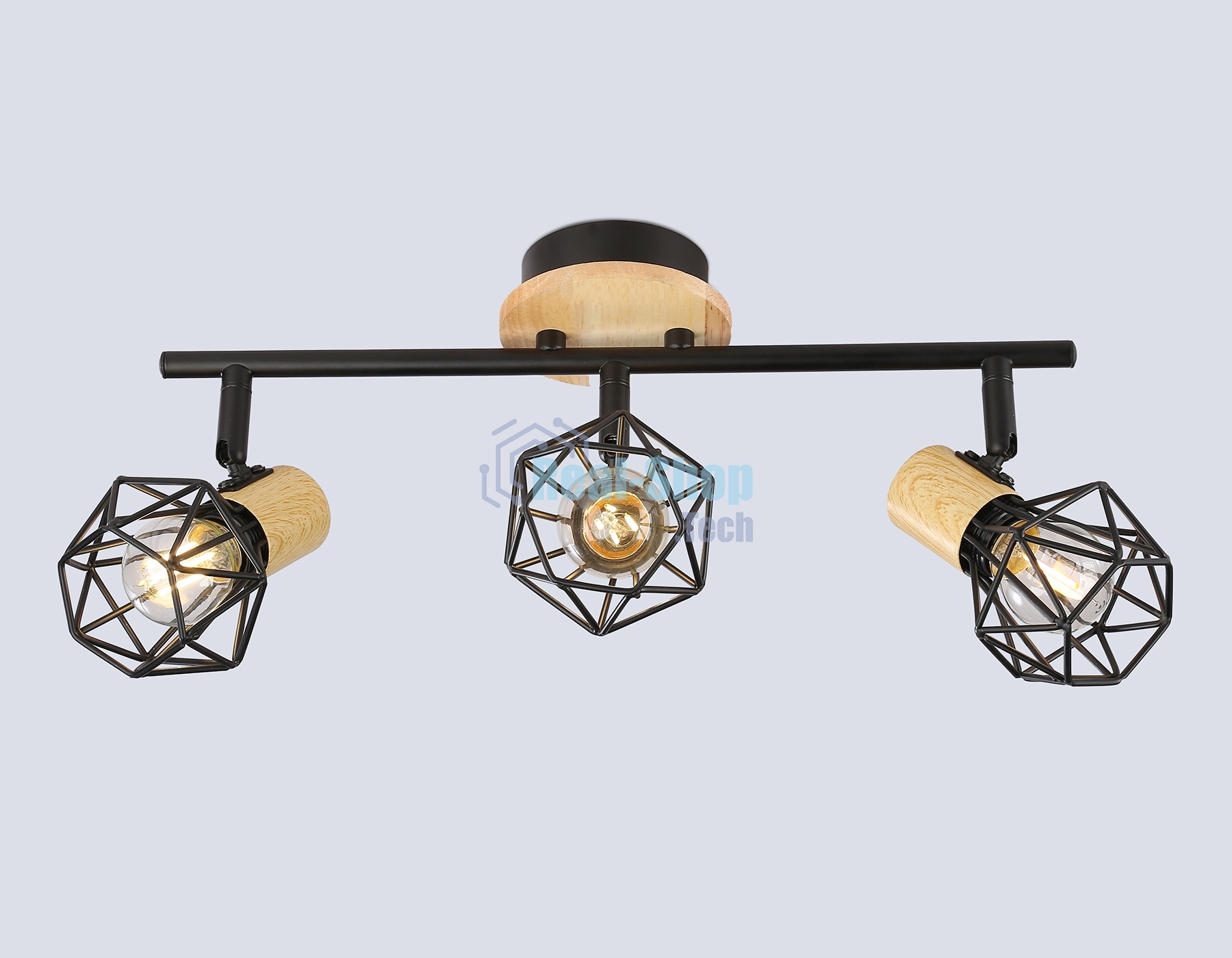 Светильник Ambrella light TR8753/3 BK/WD черный/дерево IP20 E27/3 435*115*200