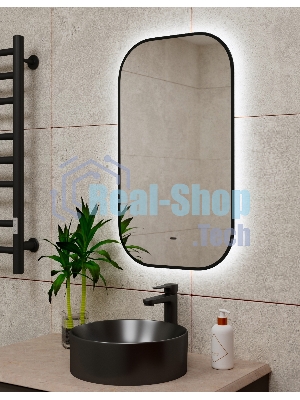 Зеркало Bau Black Rand 40х70, с LED фоновой подсветкой, бесконтактным сенсором, черной окантовкой