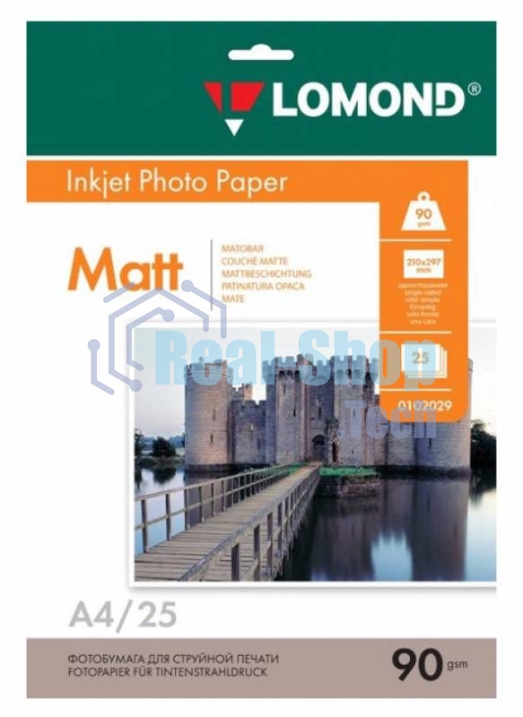 Фотобумага Lomond односторонняя матовая, 90г/м2, A4 (21X29,7)/25л. для струйной печати