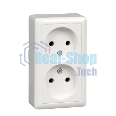 Розетка 2-м ОП Хит 16А IP21 без заземл. без защ. шторок с изолир. пласт. белый SchE RA16-237I-B