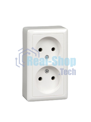 Розетка 2-м ОП Хит 16А IP21 без заземл. без защ. шторок с изолир. пласт. белый SchE RA16-237I-B