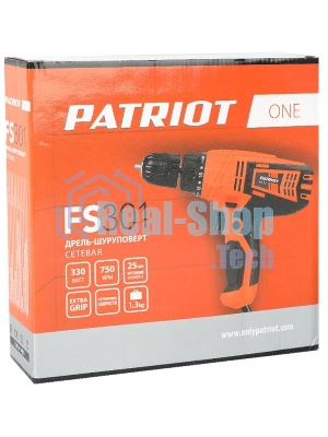 Дрель-шуруповерт Patriot FS301, 330 Вт, 25 Нм, щеточный