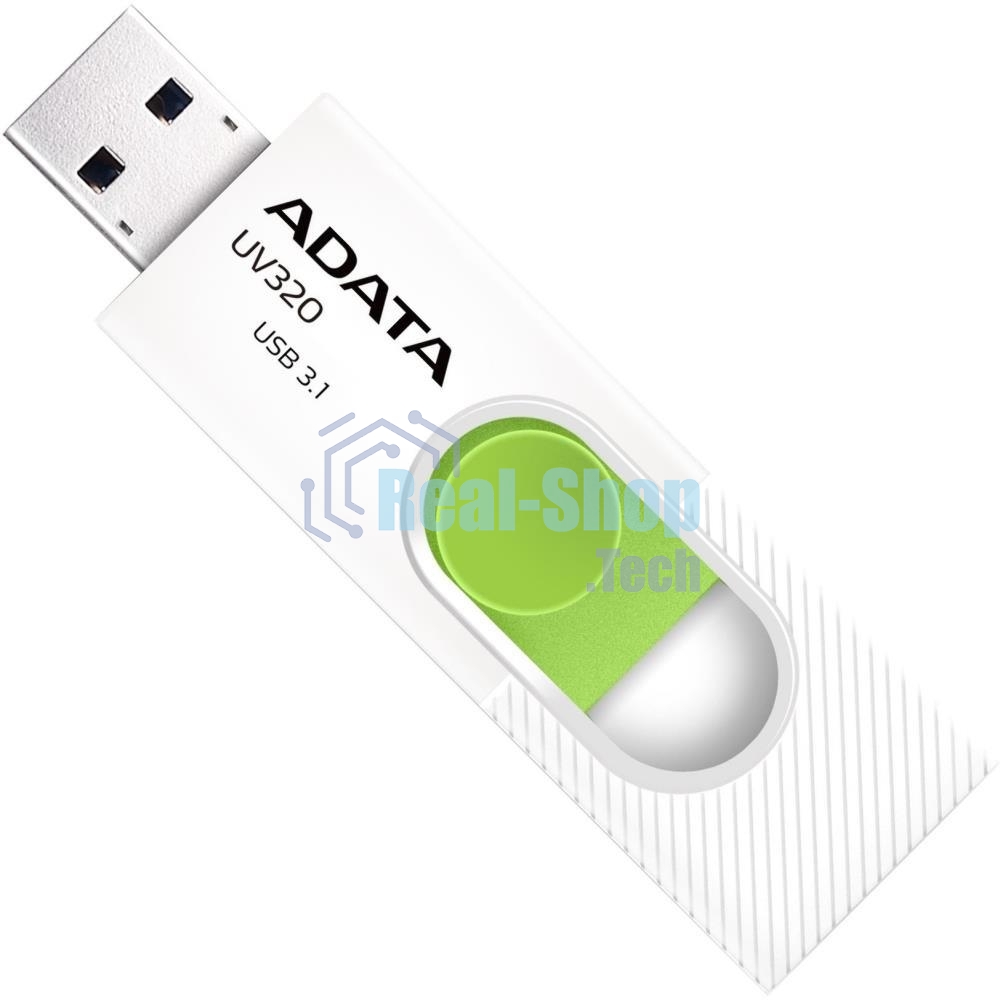 Флешка USB ADATA UV320 (AUV320-512G-RWHGN), 512Gb, USB 3.2 Gen1, R/W 100/30, белый/зеленый