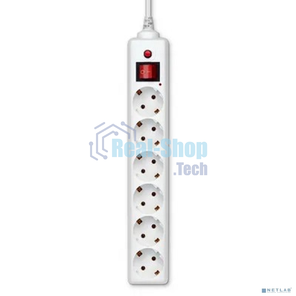 Сетевой фильтр BURO Сетевой фильтр, 6 розеток, 1.8 метра, (600SH-1.8-UPS-W), белый 992306