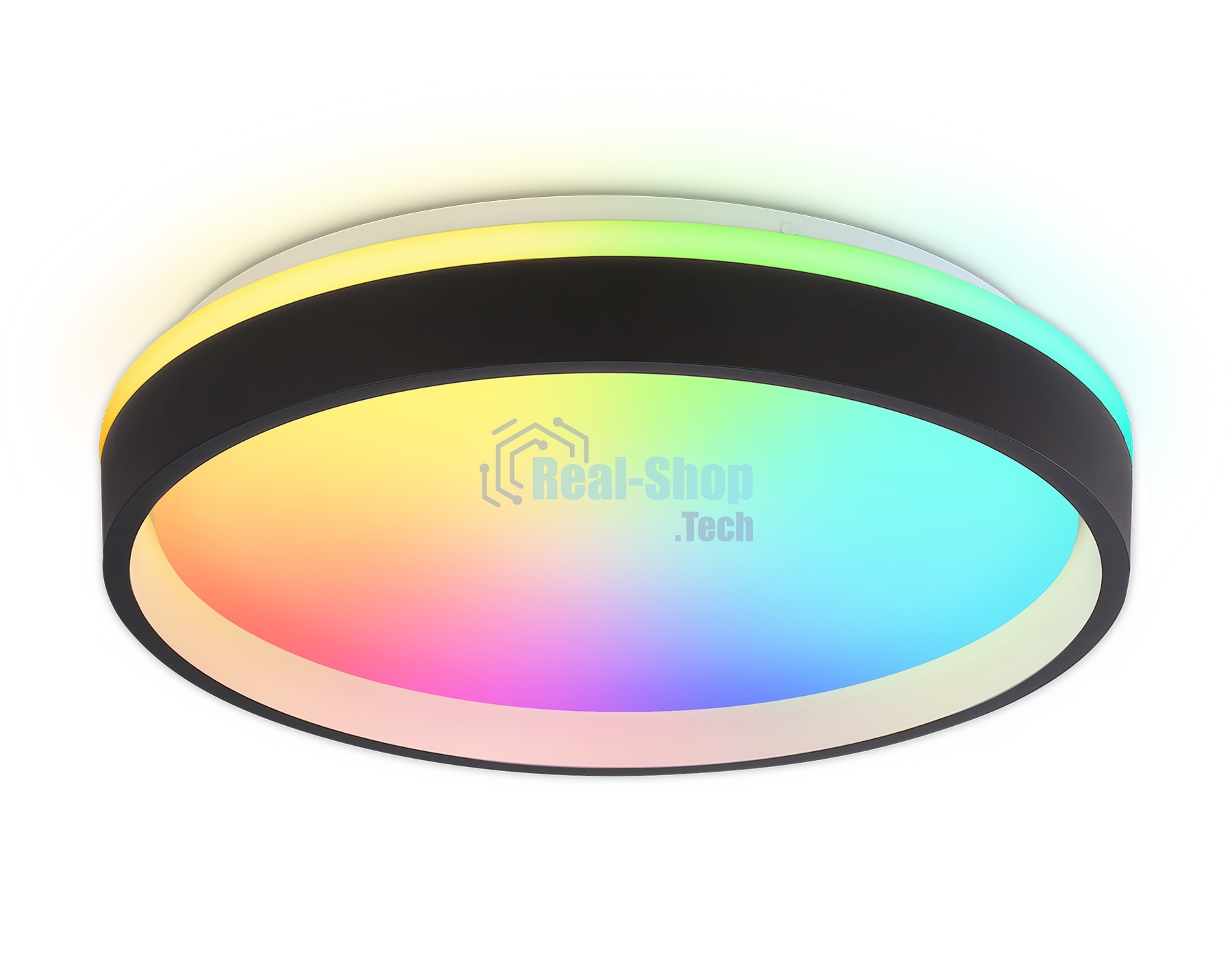 Светодиодный светильник RGB Ambrella light FZ604 BK/GD черный/золото IP20 46W 3000K-6500K+RGB D390*80 (ПДУ ИК)