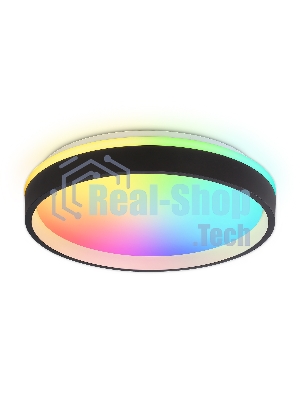 Светодиодный светильник RGB Ambrella light FZ604 BK/GD черный/золото IP20 46W 3000K-6500K+RGB D390*80 (ПДУ ИК)