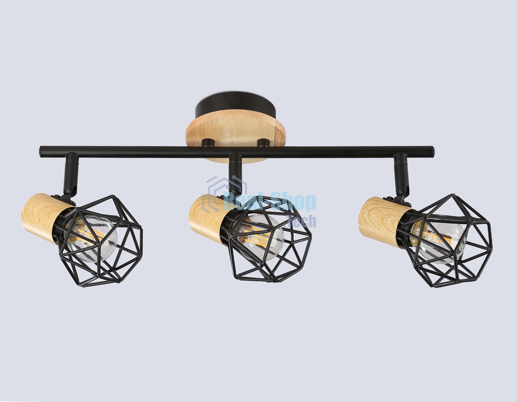 Светильник Ambrella light TR8753/3 BK/WD черный/дерево IP20 E27/3 435*115*200