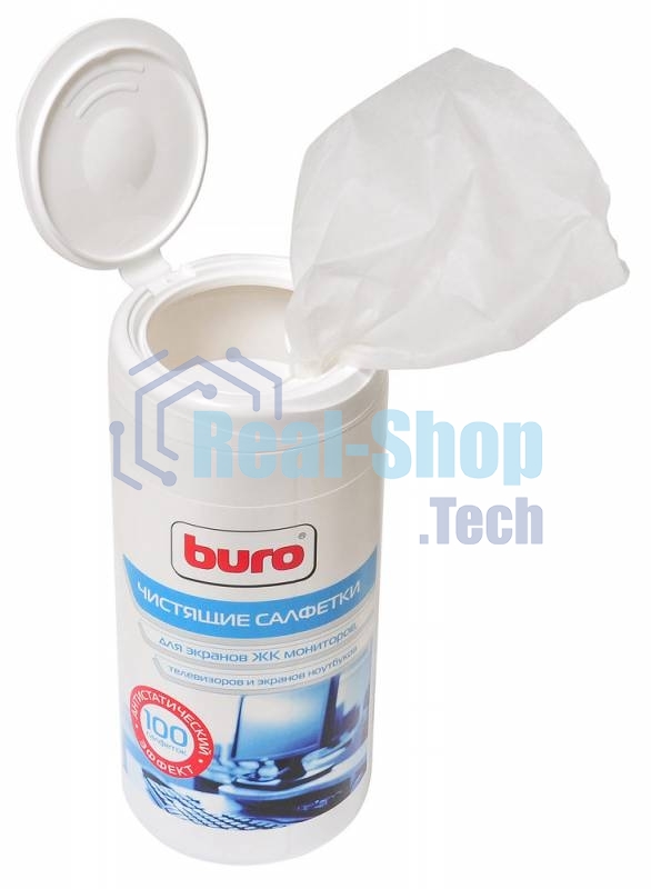 Салфетки Buro BU-Tscreen, 100 шт для экранов мониторов/плазменных/ЖК телевизоров/ноутбуков туба 100шт влажных