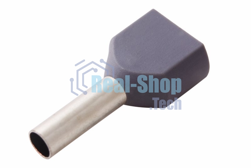 Наконечник штыревой втулочный изолированный Rexant F-10 мм 2х2.5 мм² (НШВи(2) 2.5-10/НГи2 2,5-10) серый