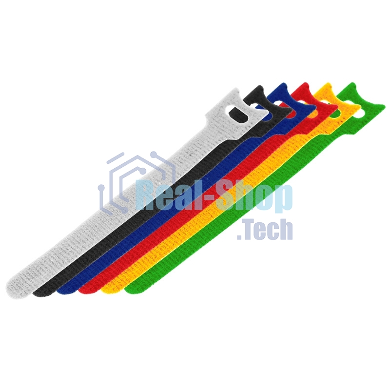 Набор хомутов-стяжек многоразовых на липучке Rexant 310х16 мм, цветная, упаковка 12 шт.