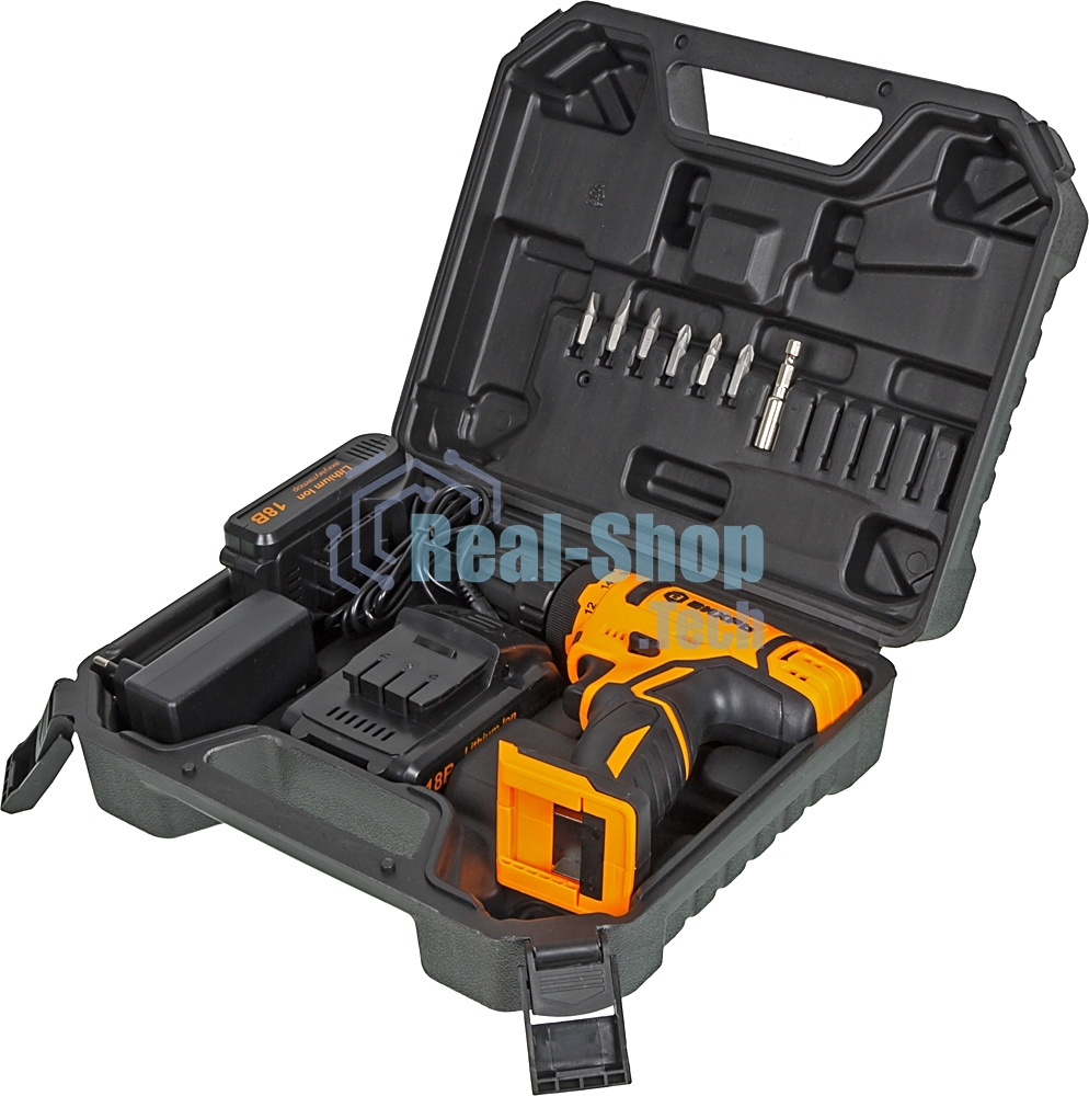 Дрель-шуруповерт аккумуляторная Вихрь ДА-18Л-2КА 72/14/25, Аккумуляторная, 18В, 2 АКБ, Кейс