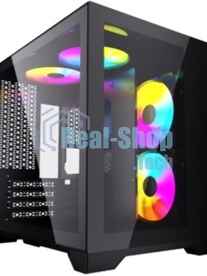 Компьютерный корпус Powercase Vision Micro, Black, Tempered Glass, 4х 120мм 5-color fan, черный, mATX (CVBM-L4)