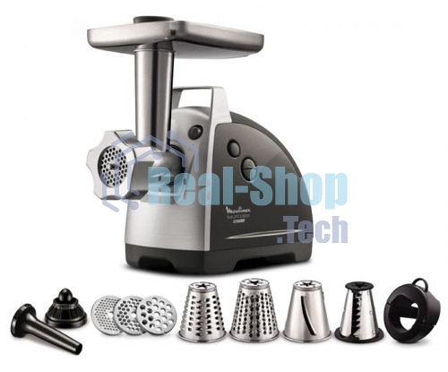 Мясорубка электрическая Moulinex ME688832 черный, 2200 Вт, 4.5 кг/мин, реверс, насадки - 6