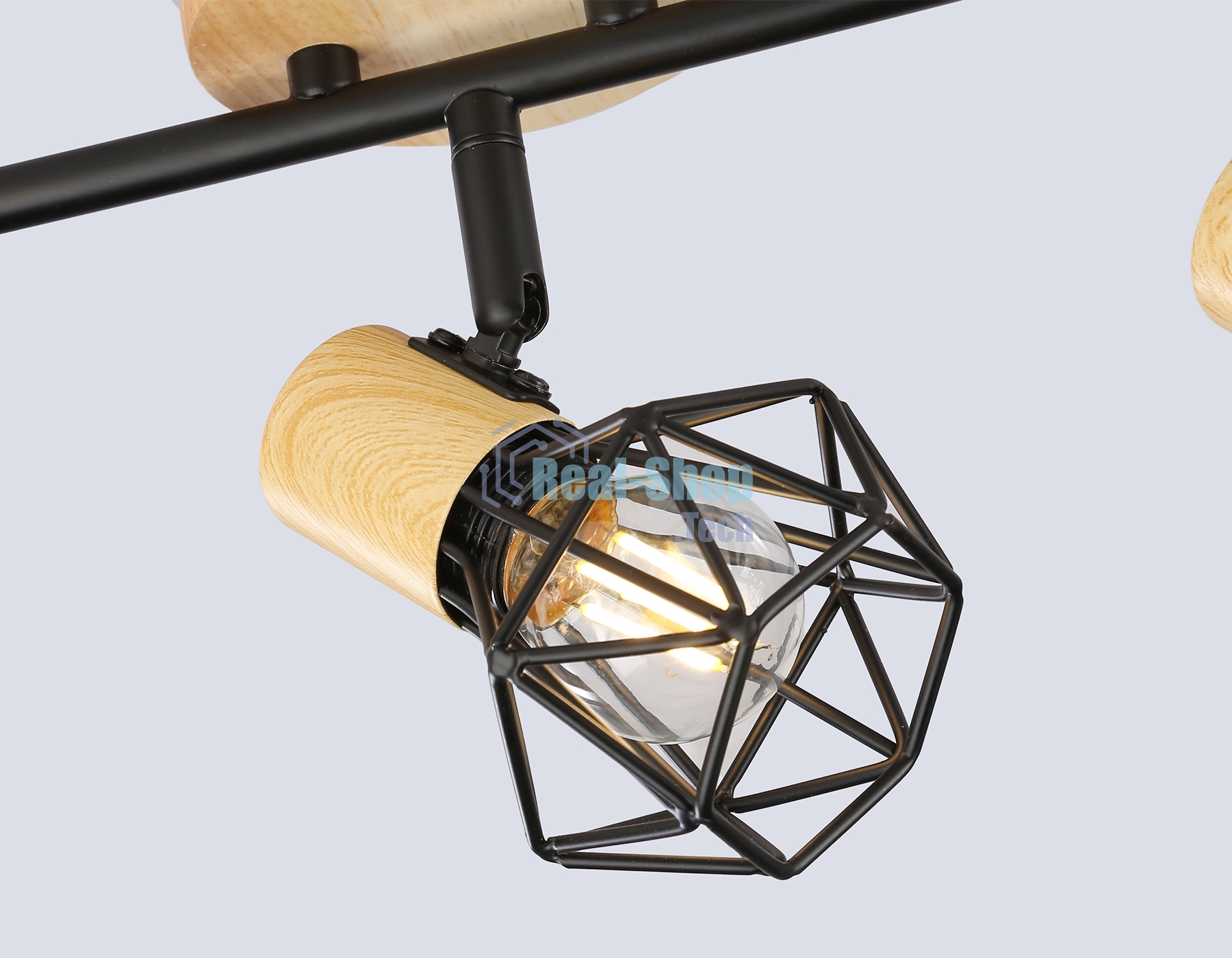 Светильник Ambrella light TR8753/3 BK/WD черный/дерево IP20 E27/3 435*115*200