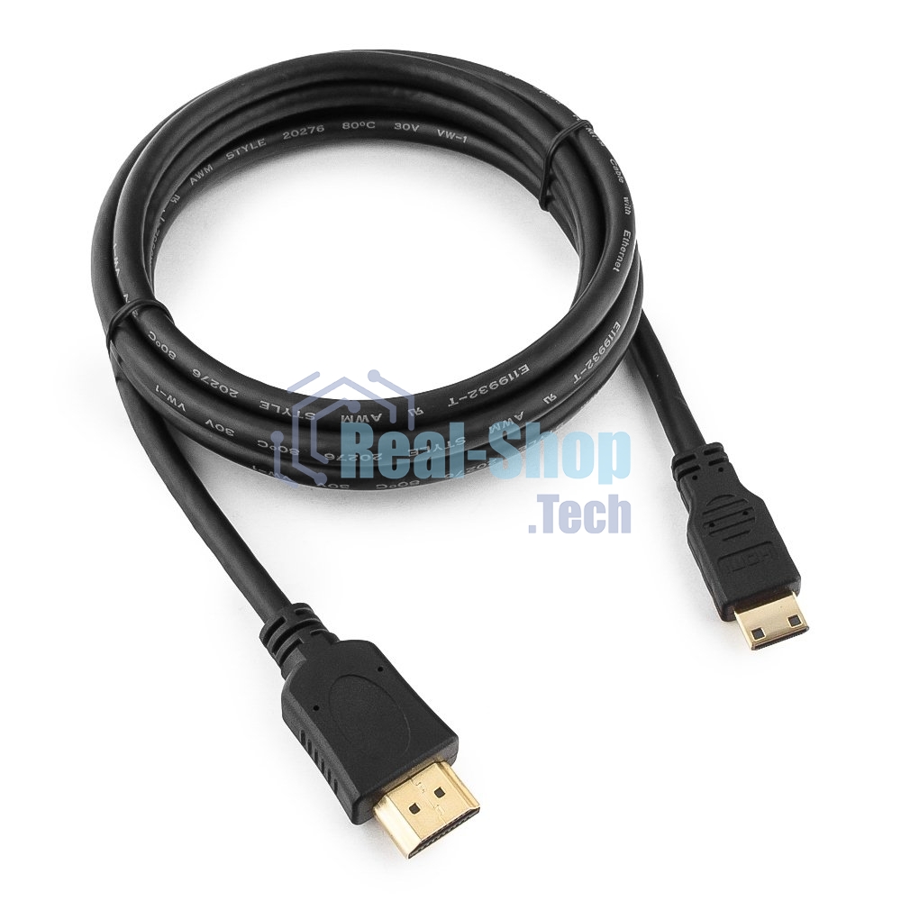 Кабель Cablexpert HDMI-mini HDMI CC-HDMI4C-6, 19M/19M, v2.0, медь, позол.разъемы, экран, 1.8м, черный, пакет