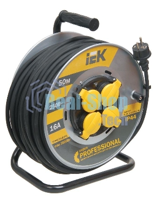 Катушка Iek WKP16-16-04-50-44 УК50 на мет с т/з 4 места 2 Р + P Е/50м КГ 3х1,5мм2 IP44 