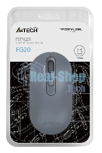 Мышь беспроводная A4Tech Fstyler FG20 пепельный/синий, 2000 dpi, радиоканал, USB, кнопки - 4
