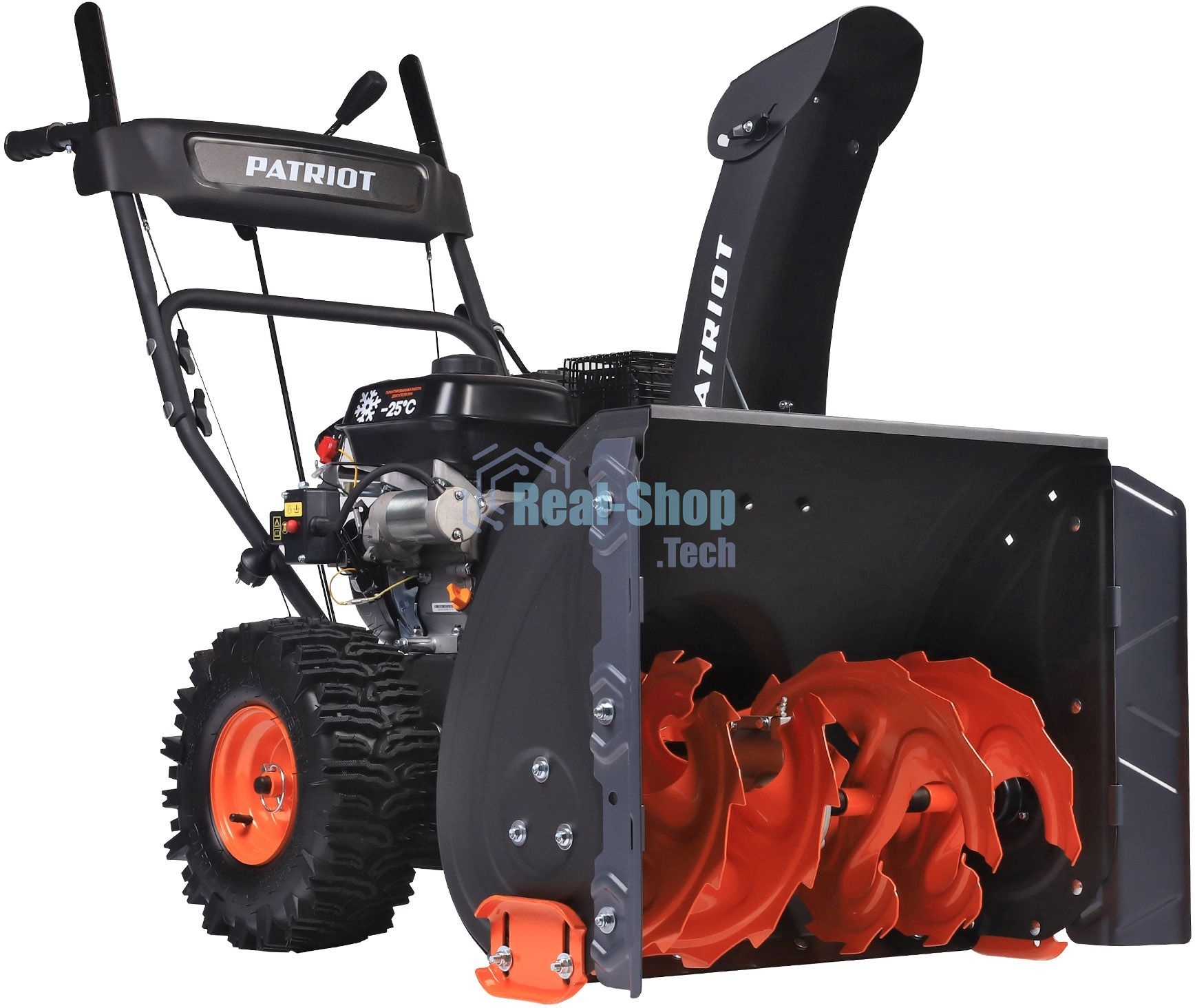 Снегоуборщик PATRIOT PS 707 E, Двигатель 7л.с до -25 °С; 212 сс; Стартер ручной/220V; LED-фара, Панель c увеличенным диапазоном скоростей 6 вперед/2 назад; Ширина ковша 610мм +100(26