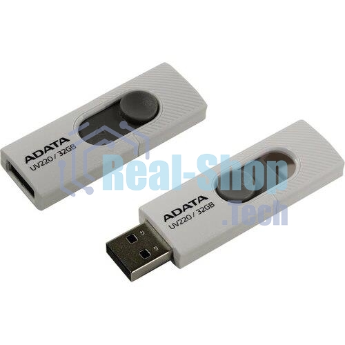 Флешка USB ADATA UV220 (AUV220-32G-RWHGY), 32Gb, USB 2.0, R/W 15/5, белый/серый