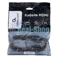 Кабель HDMI Cablexpert CC-HDMI4L-2M, 19M/19M, v2.0, Light, позол.контакты, экран, 2м, черный, пакет