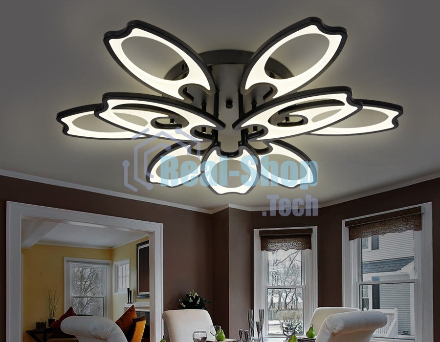 Потолочный светодиодный светильник FA581/6+3 BK черный 162W 700*640*120 (ПДУ РАДИО 2.4G)