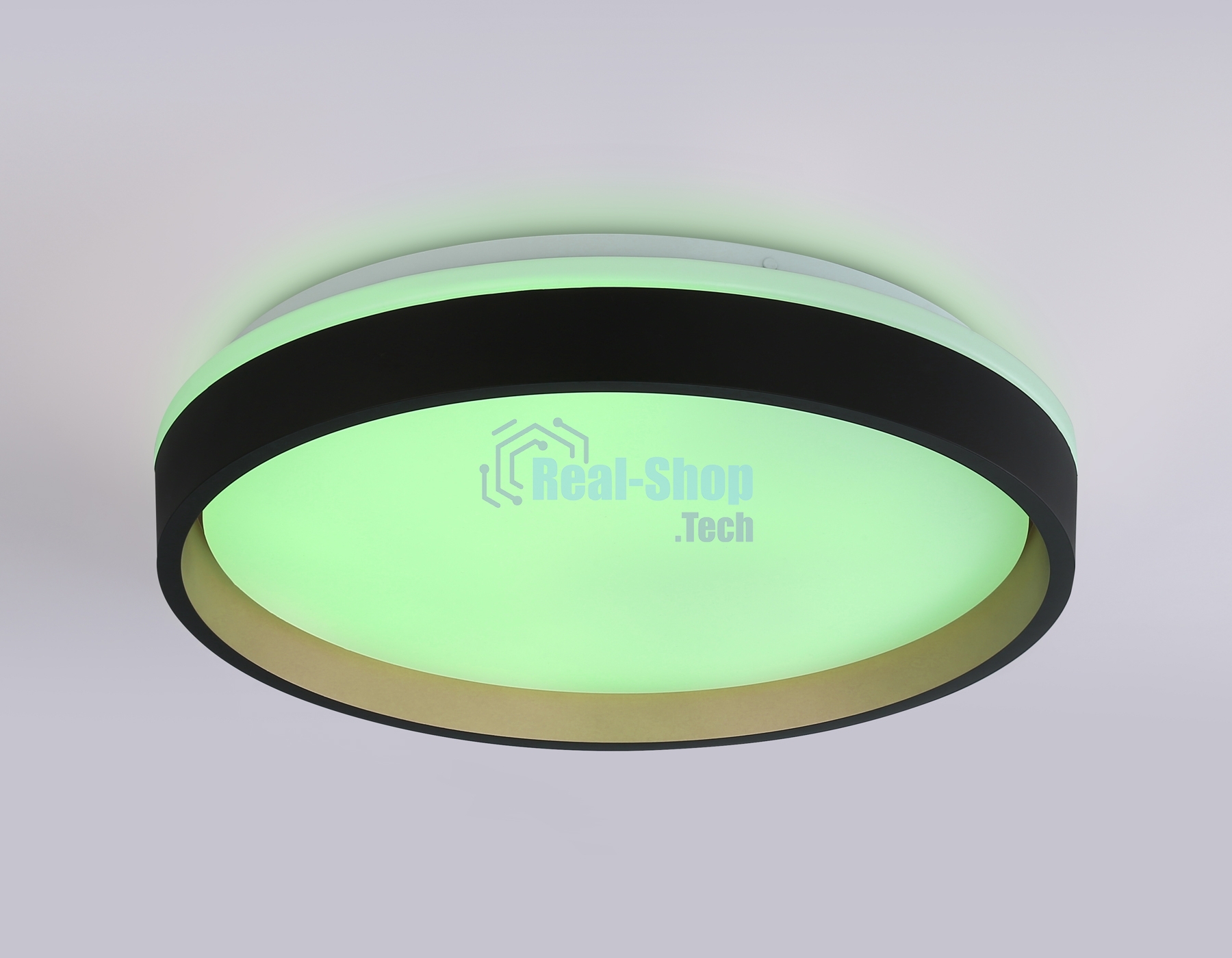 Светодиодный светильник RGB Ambrella light FZ604 BK/GD черный/золото IP20 46W 3000K-6500K+RGB D390*80 (ПДУ ИК)