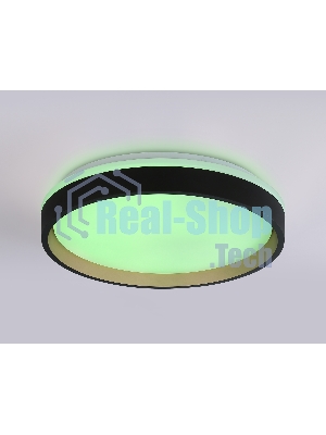 Светодиодный светильник RGB Ambrella light FZ604 BK/GD черный/золото IP20 46W 3000K-6500K+RGB D390*80 (ПДУ ИК)