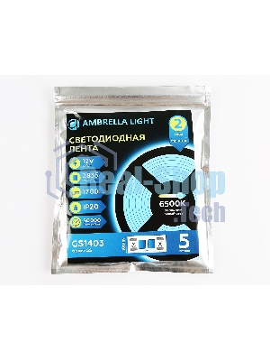 Светодиодная лента Ambrella light GS1403 2835 240Led/ 17W m/ 12V IP20 6500K/ 5000*10*1.2mm (2 конт.)