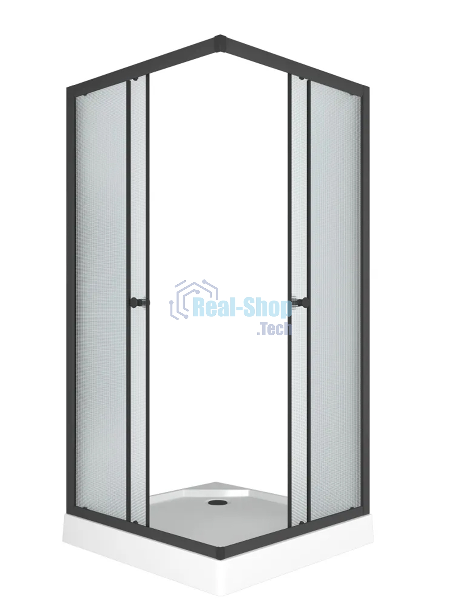 Душевой уголок BAU Stil Hit Black с поддоном 80x80х195, рифленое закаленное стекло, черный профиль