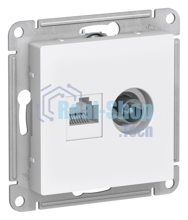 Механизм розетки 2-м AtlasDesign комп. RJ45 кат.5E+TV белый SchE ATN000189