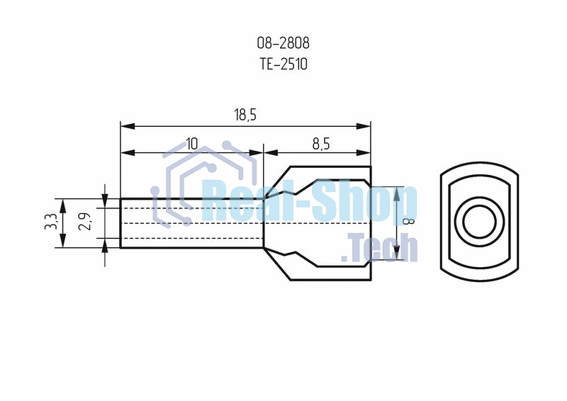 Наконечник штыревой втулочный изолированный Rexant F-10 мм 2х2.5 мм² (НШВи(2) 2.5-10/НГи2 2,5-10) серый