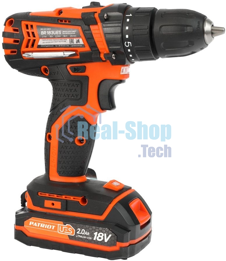 Дрель-шуруповерт аккумуляторная Patriot BR 183UES, Аккумуляторная, 18В, Кейс