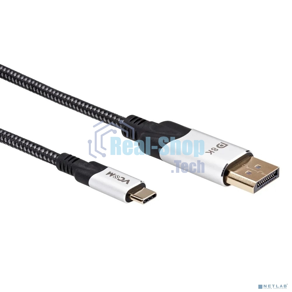 Кабель-адаптер VCOM USB 3.1 Type-Cm --> DP(m) 8K@60Hz, 1,5 м, Alumi Shell,